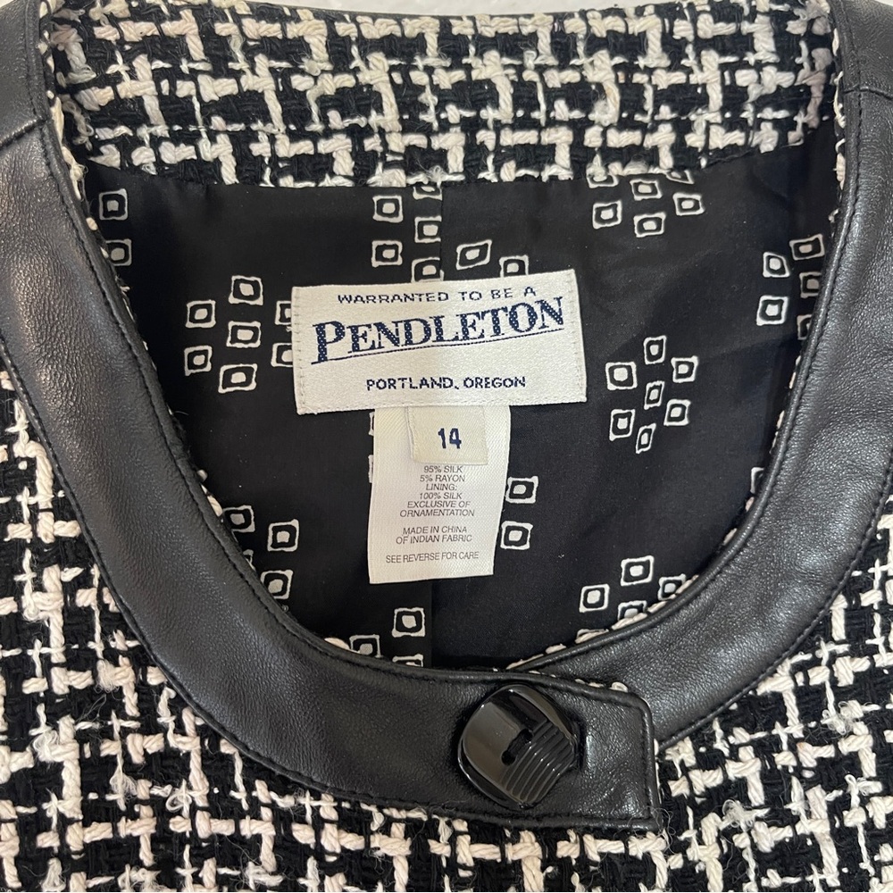 Pendleton Houndstooth Tweed Collarless Mod Preppy… - image 3